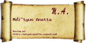 Mátyus Anetta névjegykártya